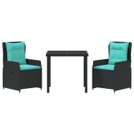 Комплект за хранене в градината 3 pcs Черно Полиратан