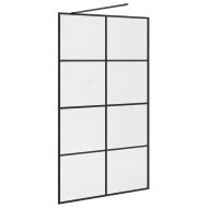 Стена за душ с прозрачно ESG стъкло, 115x195 см, черна