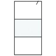 Параван за баня черен 100x195 см наполовина матирано ESG стъкло