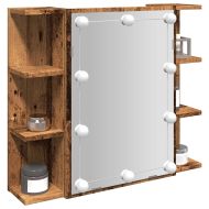 Огледален шкаф с LED Старо дърво 70x16,5x60 cm