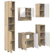 Комплект мебели за баня Монтиране на стена 5 pcs Сонома дъб