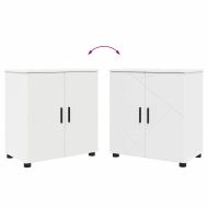 Комплект мебели за баня 4 pcs Бяло Инженерно дърво & Метал