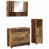 Комплект мебели за баня с чекмедже с рафт 3 pcs Старо дърво