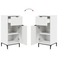 Комплект мебели за баня 2 pcs Бяло Конструирано дърво и метал.