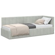 Ъглова рамка за легло Светлосиво 80 см x 200 см Кадифе