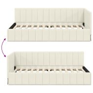 Ъглова рамка за легло с таблото Крем 100 см x 200 см Кадифе