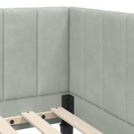 Ъглова рамка за легло Светлосиво 80 см x 200 см Кадифе