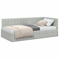 Ъглова рамка за легло Светлосиво 90 см x 190 см Кадифе