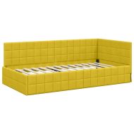 Ъглова рамка за легло с таблото Жълто 90 см x 200 см Кадифе