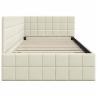 Ъглова рамка за легло с таблото Крем 90 см x 200 см Кадифе