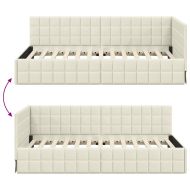 Ъглова рамка за легло с таблото Крем 90 см x 200 см Кадифе