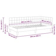 Ъглова рамка за легло с таблото Черно 90 см x 200 см Кадифе