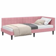 Ъглова рамка за легло с таблото Розово 100 см x 200 см Кадифе
