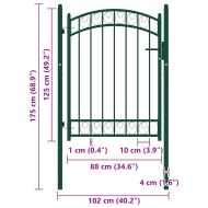 Оградна врата с арковидна горна част стомана 100x125 см зелена