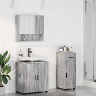 Комплект мебели за баня с чекмедже с врата 3 pcs Сив Сонома