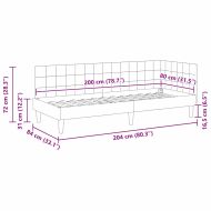 Ъглова рамка за легло Светлосиво 80 см x 200 см Кадифе