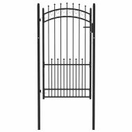 Оградна врата с шипове, стомана, 100x175 см, черна