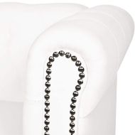 Честърфийлд 3-местен диван изкуствена кожа бял