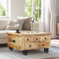 Маса за кафе грубо мангово дърво 70x70x40 см