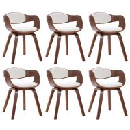 Трапезни столове, 6 бр, извито дърво и изкуствена кожа