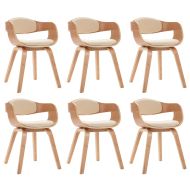 Трапезни столове, 6 бр, извито дърво и изкуствена кожа