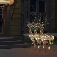 Коледна украса северни елени, акрил, 3 бр, 120 см, многоцветни