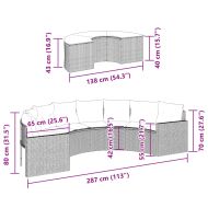 Градински диван от 2 части полукръгъл бежов полиратан
