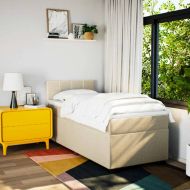 Боксспринг легло с матрак, кремава, 90x190 см, плат