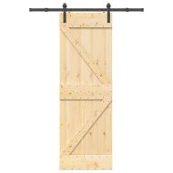 Плъзгаща врата с монтажни части, 70x210 см, борово дърво масив