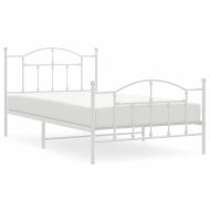 Метална рамка за легло с горна и долна табла, бяла, 100x200 см