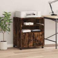 Стойка за принтер с колелца, опушен дъб, 60x48x74 см