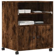 Стойка за принтер с колелца, опушен дъб, 60x48x74 см