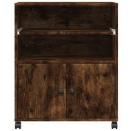 Стойка за принтер с колелца, опушен дъб, 60x48x74 см