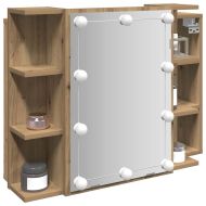 Огледален шкаф с LED, дъб артизан, 70x16,5x60 см