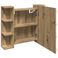 Огледален шкаф с LED, дъб артизан, 70x16,5x60 см