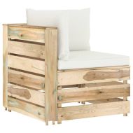 Секционен ъглов диван с възглавници, зелено импрегнирано дърво