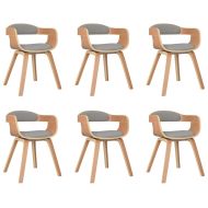 Трапезни столове, 6 бр, таупе, извито дърво и текстил