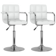 Въртящи се трапезни столове, 2 бр, бели, изкуствена кожа