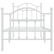 Метална рамка за легло с горна и долна табла, бяла, 75x190 см