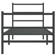 Метална рамка за легло с горна и долна табла, черна, 75x190 см