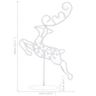 Акрилни летящи коледни елени с шейна, 260x21x87 см, топло бяло