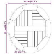 Плот за маса, тиково дърво масив, кръгъл, 2,5 см, 70 см