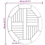 Плот за маса, тиково дърво масив, кръгъл, 2,5 см, 80 см