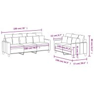 Комплект дивани от 2 части с възглавници, черен, плат