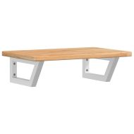 Стенен рафт за мивка, стомана и масивно дърво дъб