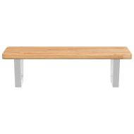 Стенен рафт за мивка, стомана и масивно дърво дъб