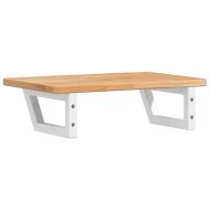 Стенен рафт за мивка, стомана и масивно дърво дъб