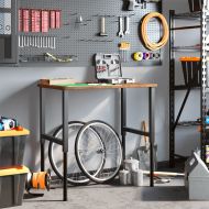 Работна маса тъмнокафяв 100x60x(71,5-98) см дъб масив