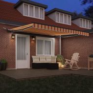 Сгъваем навес с жълто и оранжево 400 × 300 cm текстил