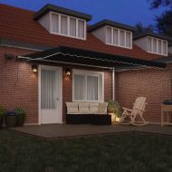 Сгъваем навес С LED лентисти светлини Черно 450 ×300 cm текстил